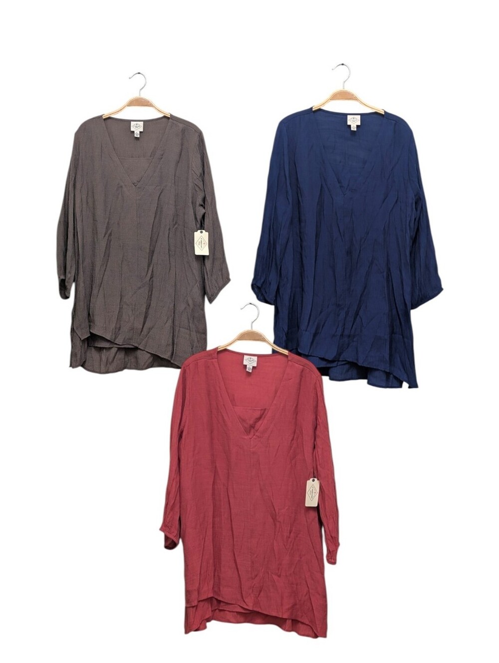 St. John's Bay Beige Navy Rose v neck rayon blend tunic XL bundle